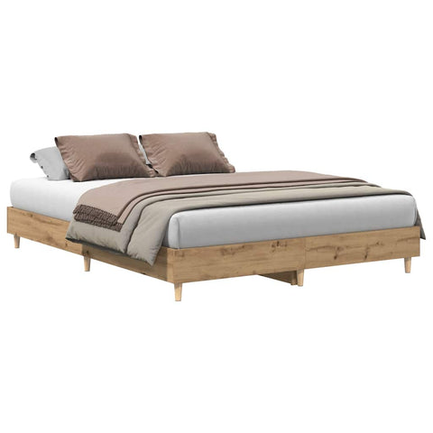 vidaXL Bed Frame No Mattress Artisan Oak 140x200 cm Engineered Wood