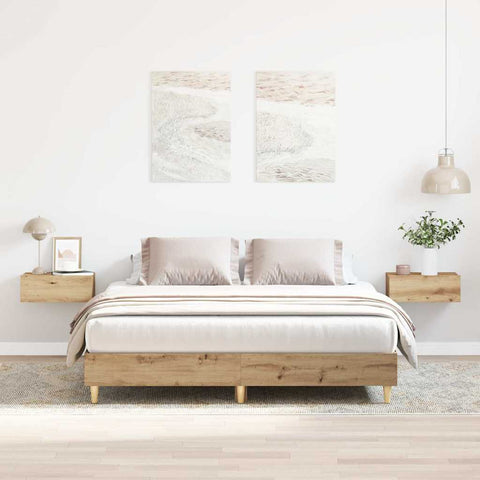 vidaXL Bed Frame No Mattress Artisan Oak 140x200 cm Engineered Wood