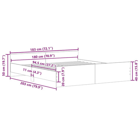 vidaXL Bed Frame without Mattress Artisan Oak 180x200cm Engineered Wood