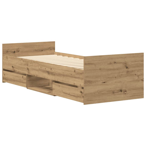vidaXL Bed Frame without Mattress Artisan Oak 90x190 cm Single Engineered Wood