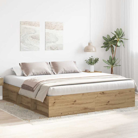 vidaXL Bed Frame without Mattress Artisan Oak 180x200cm Super King Engineered Wood