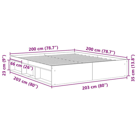 vidaXL Bed Frame without Mattress Old Wood 200x200cm Engineered Wood