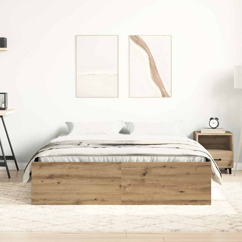 vidaXL Bed Frame without Mattress Artisan Oak 140x190cm Engineered Wood