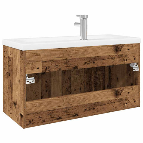 vidaXL Sink Cabinet with Built-in Basin Old Wood Engineered Wood