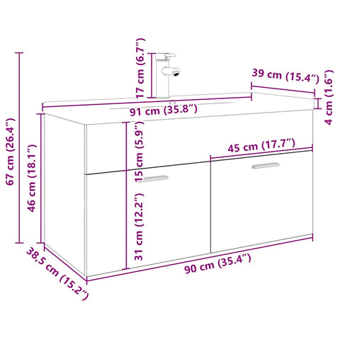 vidaXL Sink Cabinet with Built-in Basin Old Wood Engineered Wood