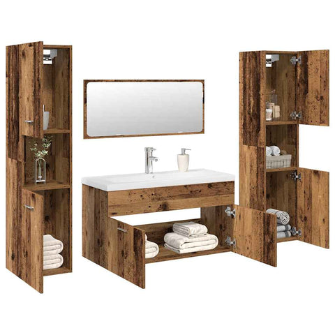 vidaXL 5 Piece Bathroom Furniture Set Old Wood Engineered Wood