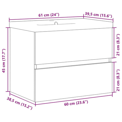 vidaXL Sink Cabinet with Built-in Basin Artisan Oak