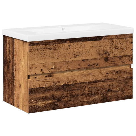 vidaXL Sink Cabinet with Built-in Basin Old Wood