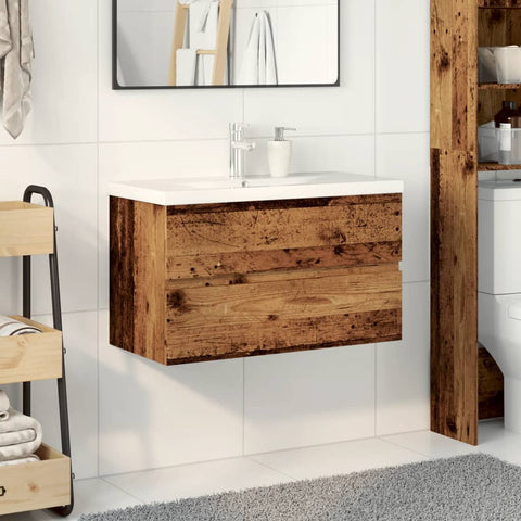vidaXL Sink Cabinet with Built-in Basin Old Wood