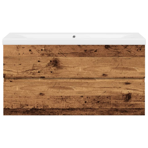 vidaXL Sink Cabinet with Built-in Basin Old Wood