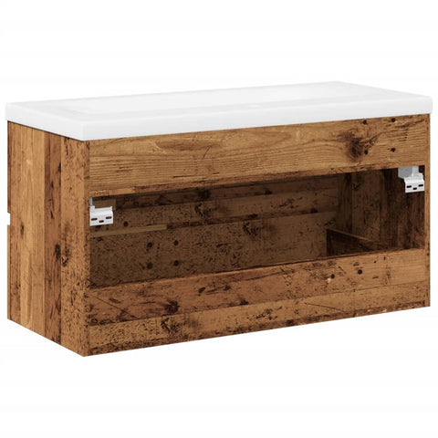vidaXL Sink Cabinet with Built-in Basin Old Wood