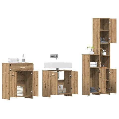 vidaXL 4 Piece Bathroom Furniture Set Artisan Oak Engineered Wood