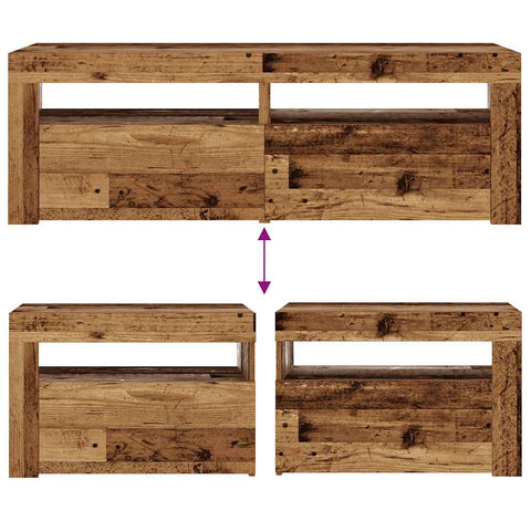 vidaXL Bedside Cabinets 2 pcs with LEDs Old Wood 60x35x40 cm