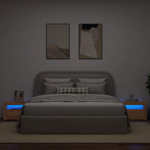 vidaXL Bedside Cabinets 2 pcs with LEDs Artisan Oak 60x35x40 cm