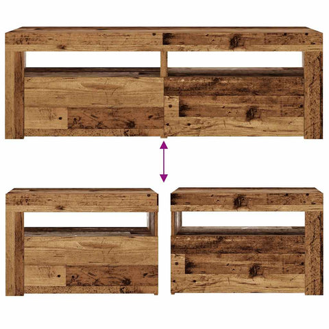 vidaXL Bedside Cabinets 2 pcs with LEDs Artisan Oak 60x35x40 cm