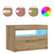 vidaXL Bedside Cabinet with LED Lights Artisan Oak 60x35x40 cm Engineered Wood