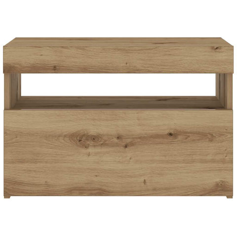 vidaXL Bedside Cabinet with LED Lights Artisan Oak 60x35x40 cm Engineered Wood