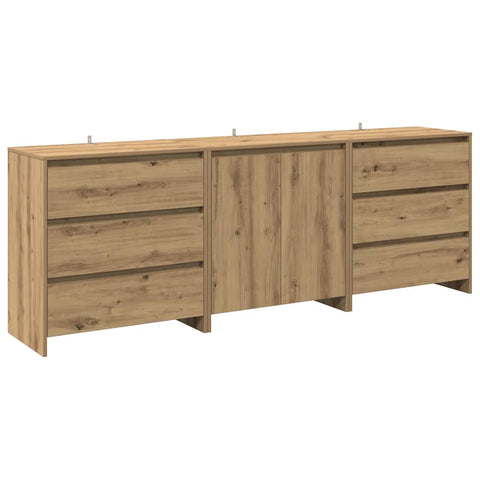 vidaXL 3 Piece Sideboard Artisan Oak Engineered Wood