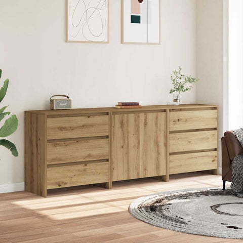 vidaXL 3 Piece Sideboard Artisan Oak Engineered Wood