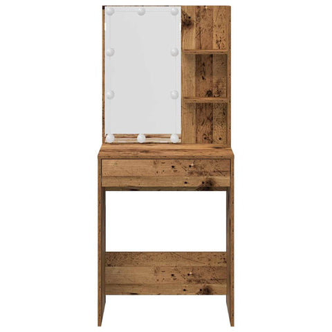 vidaXL Dressing Table Set with LED Old Wood Engineered Wood