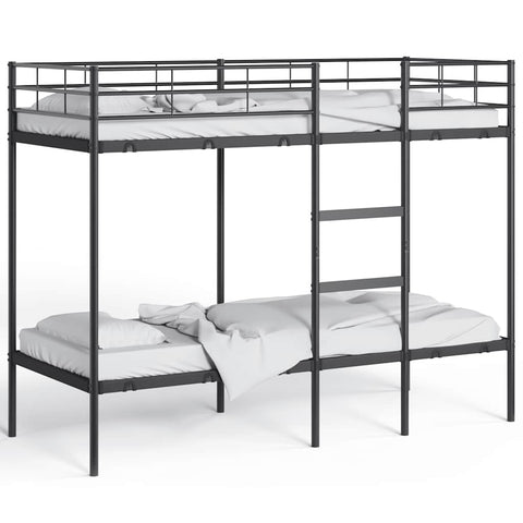 vidaXL Bunk Bed without Mattress Black 75x190 cm Small Single Steel