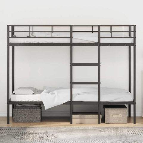 vidaXL Bunk Bed without Mattress Black 80x200 cm Steel
