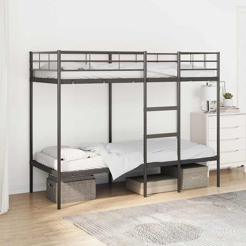 vidaXL Bunk Bed without Mattress Black 80x200 cm Steel
