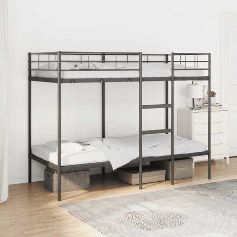 vidaXL Bunk Bed without Mattress Black 90x200 cm Steel