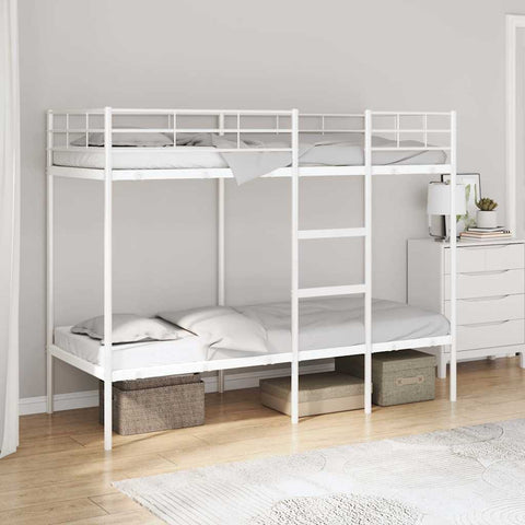 vidaXL Bunk Bed without Mattress White 75x190 cm Small Single Steel