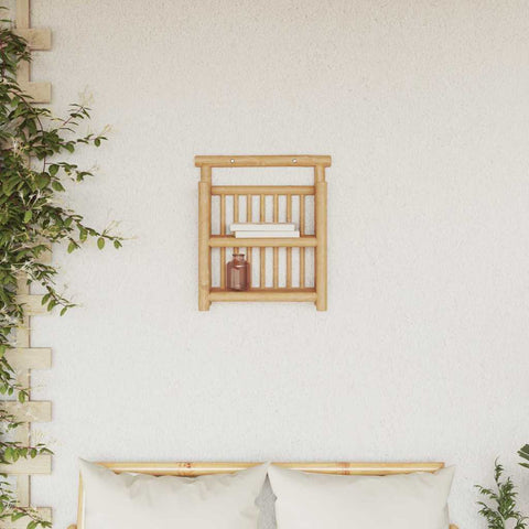 vidaXL Wall Shelf with Shelf with Storage Brown 40 x 13 x 44 cm Bamboo