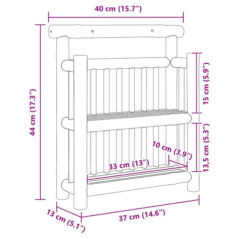 vidaXL Wall Shelf with Shelf with Storage Brown 40 x 13 x 44 cm Bamboo