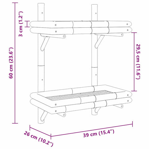 vidaXL Wall Shelf with Shelf Wall-mounted Brown 45 x 26 x 60 cm Bamboo