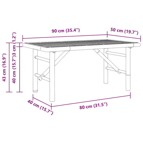 vidaXL Coffee Table Brown 90 x 50 x 43 cm Bamboo