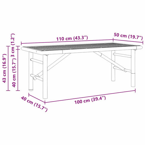 vidaXL Coffee Table Brown 110 x 50 x 43 cm Bamboo