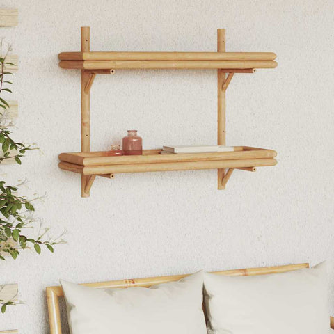 vidaXL Wall Shelf with Shelf Wall-mounted Brown 75 x 26 x 60 cm Bamboo