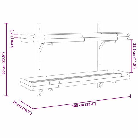 vidaXL Wall Shelf with Shelf Brown 100 x 26 x 60 cm Bamboo