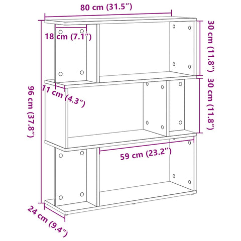 vidaXL Bookcase Black Oak 80x24x96 cm Engineered Wood