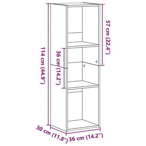 vidaXL Bookcase Black Oak 36x30x114 cm Engineered Wood