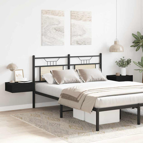 vidaXL Floating Nightstands 2 pcs Black Oak 40x32x15 cm Engineered Wood