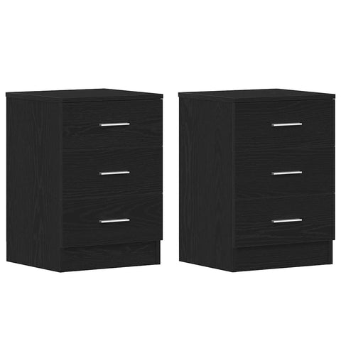 vidaXL Bedside Cabinets 2 pcs Black Oak 38x35x55 cm Engineered Wood