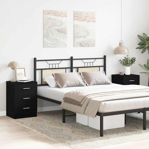 vidaXL Bedside Cabinets 2 pcs Black Oak 38x35x55 cm Engineered Wood