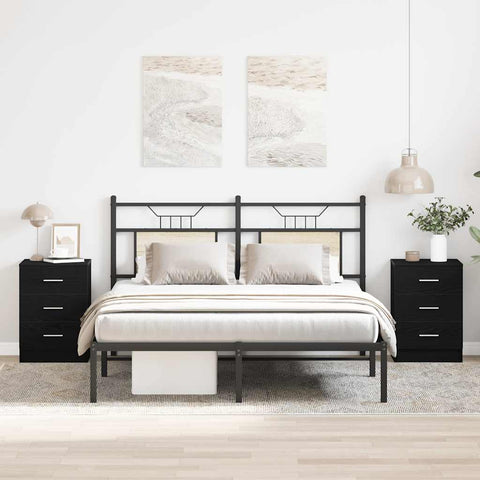 vidaXL Bedside Cabinets 2 pcs Black Oak 38x35x55 cm Engineered Wood