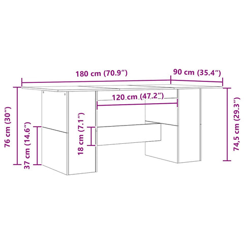 vidaXL Dining Table Black Oak 180x90x76 cm Engineered Wood