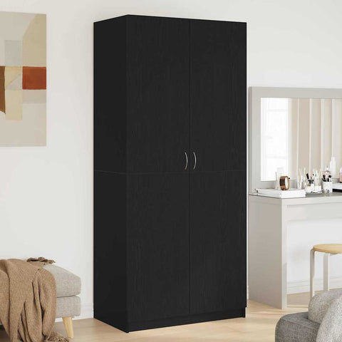 vidaXL Wardrobe with Storage Black 90 x 52 x 200 cm Engineered wood