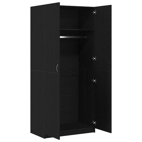 vidaXL Wardrobe with Storage Black 90 x 52 x 200 cm Engineered wood