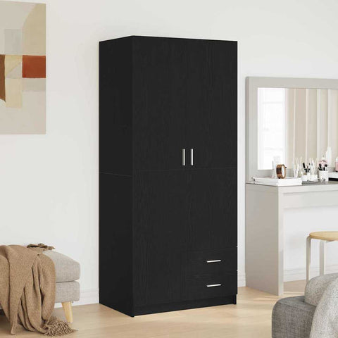 vidaXL Wardrobe with Drawer Black oak 80 x 52 x 180 cm Engineered wood
