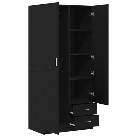 vidaXL Wardrobe with Drawer Black oak 80 x 52 x 180 cm Engineered wood
