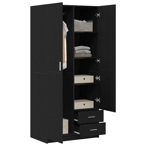 vidaXL Wardrobe with Drawer Black oak 80 x 52 x 180 cm Engineered wood