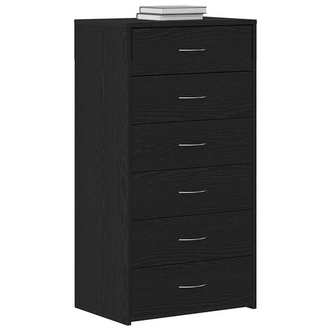 vidaXL Sideboard with 6 Drawers Black Oak 50x34x96 cm Engineered Wood