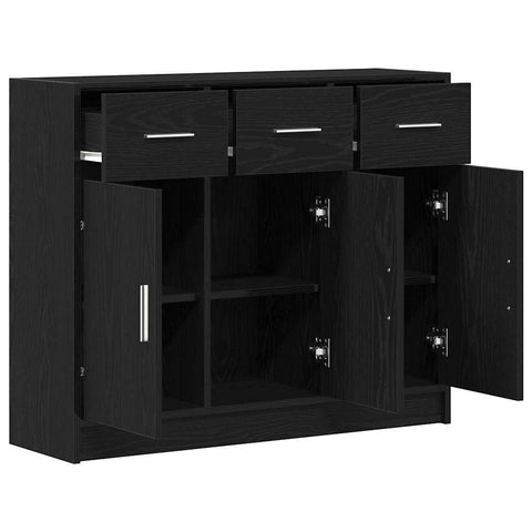 vidaXL Sideboard Black Oak 91x28x75 cm Engineered Wood